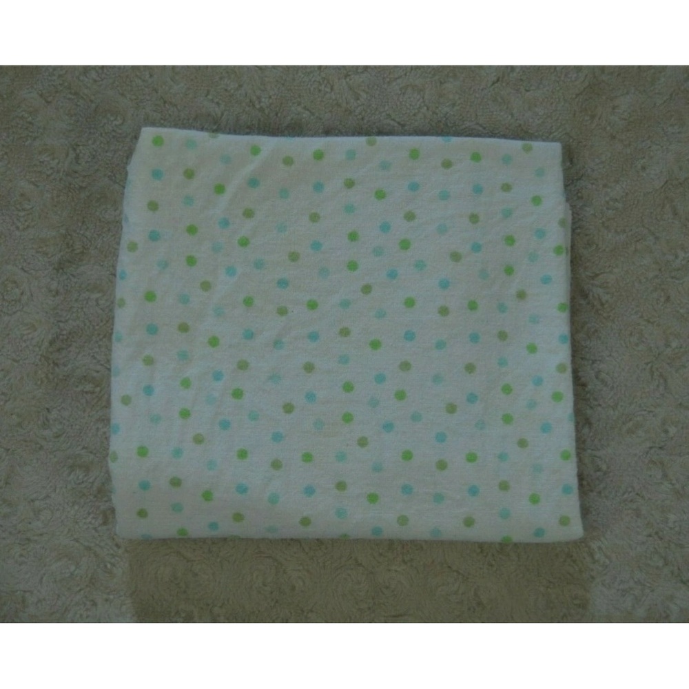 Gerber Polka Dots Baby Receiving Blanket White Green Blue Flannel Security Lovey